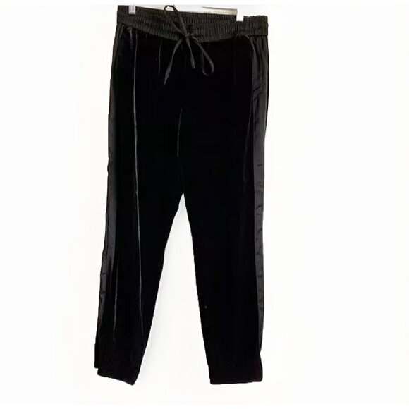 Belle Vere Women’s Medium Black Velour Satin Lounge Joggers Elastic Waist - Picture 3 of 11